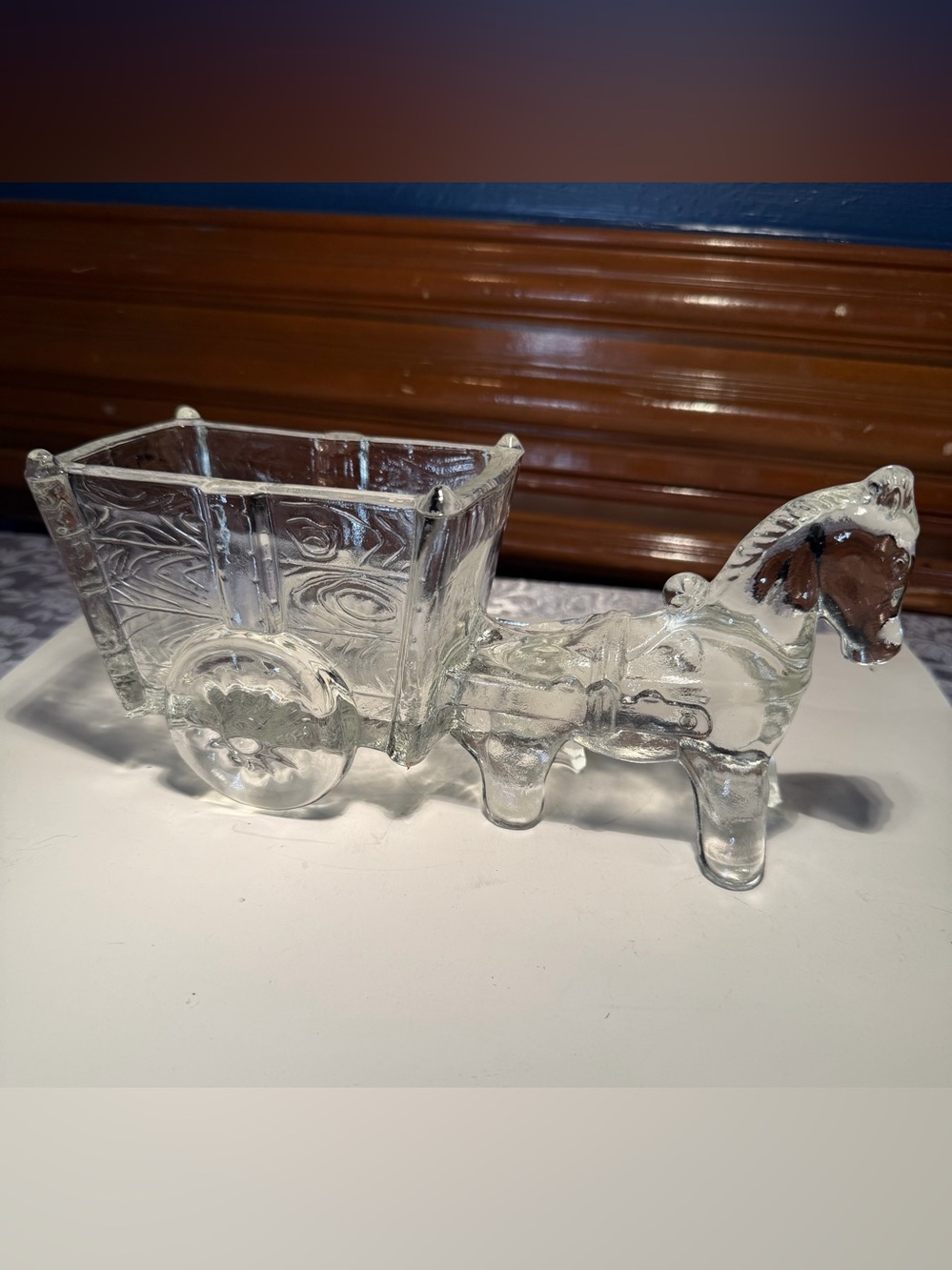 Vintage Jeannette Clear Pressed-glass Donkey and Cart Glass Piece
